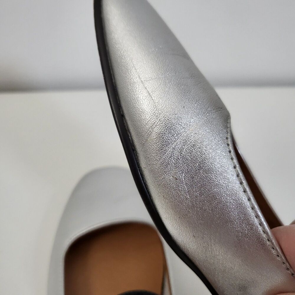 Madewell Silver Leather Ballet Flats with Black Strap - Picture 7 of 16